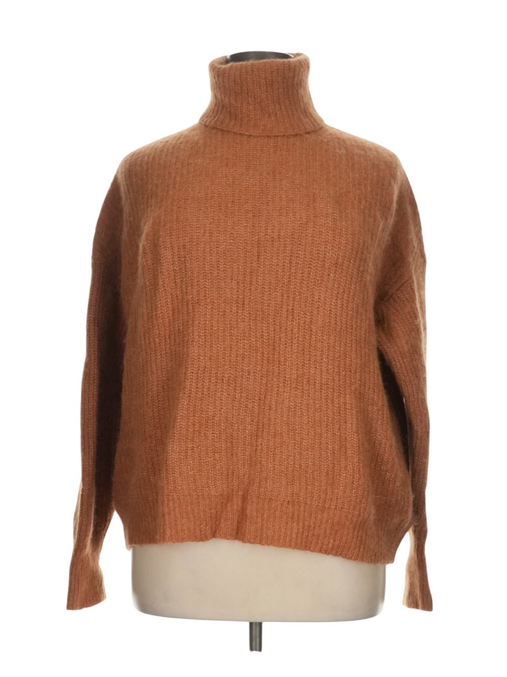 J. Crew Relaxed Turtleneck Sweater in Brushed Yarn Size XL Brown Oversized Wool